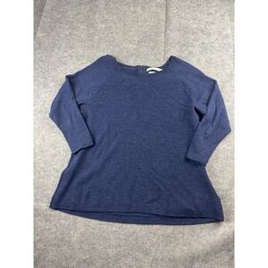 Max Studio Women's L? 100% Extrafine Merino Wool Sweater Pullover Blue SHRUNKEN